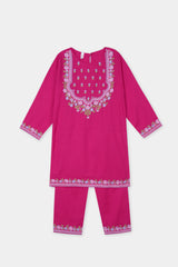 Plum Premium Khaddar Pink Colour Embroidered Purple 2 pc suit For Girls.