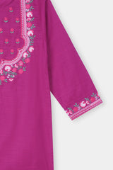 Plum Premium Khaddar Purple Colour Embroidered Pink 2 pc suit For Girls.