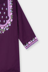 Plum Premium Khaddar Dark Purple Colour Embroidered Purple 2 pc suit For Girls.