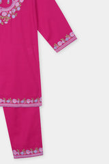 Plum Premium Khaddar Pink Colour Embroidered Purple 2 pc suit For Girls.