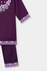 Plum Premium Khaddar Dark Purple Colour Embroidered Purple 2 pc suit For Girls.