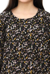 Plum Premium Kotrai ( Imported Fabric ) Black Colour Printed Yellow White Green Flowers On 2 pc Stitched suit For Girls