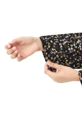 Plum Premium Kotrai ( Imported Fabric ) Black Colour Printed Yellow White Green Flowers On 2 pc Stitched suit For Girls