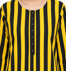 Plum Imported Lelan Black & Yellow Colour with Black buttons on 2pc Sitched Suit for Girls