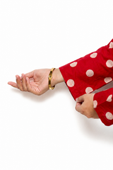 Plum Digital Lawn Reddish Orange Colour printed Off White Dots On 2 Pc stitched suit for Girls