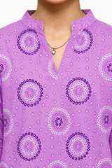 Plum Digital Lawn Purple Colour Printed White & Dark Patterns On 2 Pc stitched suit for Girls.