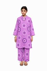 Plum Digital Lawn Purple Colour Printed White & Dark Patterns On 2 Pc stitched suit for Girls.