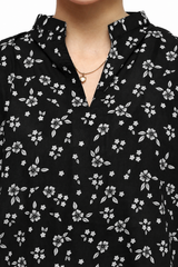 Plum Digital Lawn Black Colour Printed White Flowers On 2 Pc stitched suit for Girls.