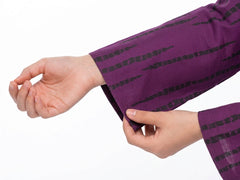 Plum Khaddar Dark Purple colour printed Black Patterns with Purple buttons on 2pc stitched suit for Girls.