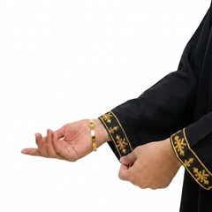 Plum Khadder Black colour embroidered with Dark Yellow threads on 2pc stitched suit for Girls.
