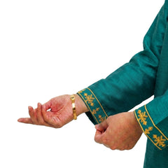 Plum Khaddar Teal colour embroidered with Yellow threads on 2pc stitched suit for Girls.