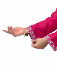 Plum Lawn Dark Pink Colour Embroidered with White threads on 2pc Sitched Suit for Girls