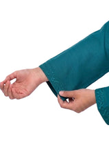 Plum Khaddar Teal Colour embroidered with Teal on 2pc stitched suit for Girls.