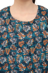 Plum Digital Lawn Blue  Colour Printed Mustard Sky Blue White Leaves Flowers On 2 pc stitched suit For Girls.