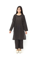 Plum Premium Khaddar Black Colour Printed Golden Motifz On 2 pc Stitched suit For Girls