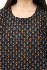 Plum Premium Khaddar Black Colour Printed Golden Motifz On 2 pc Stitched suit For Girls