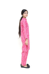 Plum Digital Lawn Pink Colour Printed Off White Flowers On 2 Pc stitched suit for Girls.