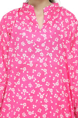 Plum Digital Lawn Pink Colour Printed Off White Flowers On 2 Pc stitched suit for Girls.