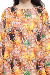 Plum Fine Lawn Yellow Brown Green Colour Printed Leaf Motifz On 2 pc suit For Girls.