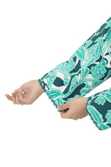 Plum Digital Cotton Lawn Green Colour Printed White Light Green Patterns Embelished Green Tassels & Laces on 2 Pc stitched suit for Girls.