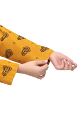 Plum Premium Khaddar Mustard Colour Printed Black Floral Patterns On 2 pc Stitched suit For Girls