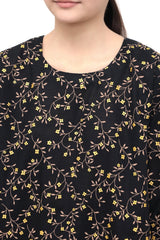 Plum Premium Khaddar Black Colour Printed Golden & Bronze Flowers On 2 pc Stitched suit For Girls