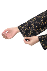 Plum Premium Khaddar Black Colour Printed Golden & Bronze Flowers On 2 pc Stitched suit For Girls