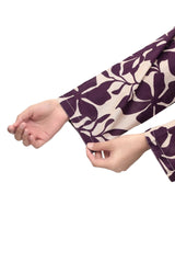 Plum Premium Khaddar Light Beige Colour Printed Purple Flowers On 2 pc Stitched suit For Girls