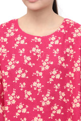 Plum Premium Khaddar Pink Colour Printed Off White Flowers On 2 pc Stitched suit For Girls