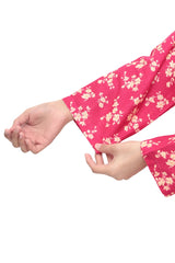 Plum Premium Khaddar Pink Colour Printed Off White Flowers On 2 pc Stitched suit For Girls