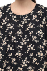 Plum Premium Khaddar Black Colour Printed Off White Flowers On 2 pc Stitched suit For Girls