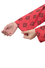 Plum Premium Khaddar Rust Colour Printed Yellow Black Patterns On 2 pc Stitched suit For Girls