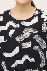 Plum Digital Lawn Black Colour Printed white Patterns On 2 pc stitched suit For Girls.