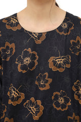 Plum Digital Lawn Black Colour Printed Golden Flowers On 2 pc stitched suit For Girls.