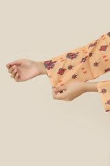 Plum Premium Yellow Colour Printed Red Blue Yellow Patterns On 2 pc Stitched suit For Girls