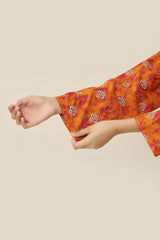 Plum Premium Khaddar Deep Yellow Colour Printed White Motifz On 2 pc Stitched suit For Girls