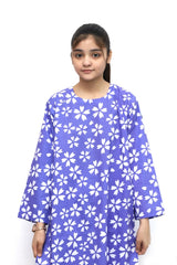 Plum Digital Lawn Lavender Colour Printed White Flowers on 2 Pc stitched suit for Girls.