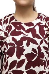 Plum Digital Lawn OffWhite Colour Printed Burgandy Leaves on 2 Pc stitched suit for Girls.