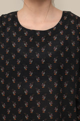 Plum Premium Khaddar Black Colour Printed Yellow White Flowers On 2 pc Stitched suit For Girls