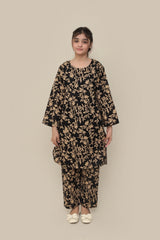 Plum Premium Khaddar Black Colour Printed Beige Leaves On 2 pc Stitched suit For Girls