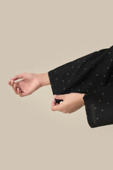 Plum Premium Khaddar Black Colour Printed Grey Dots On 2 pc Stitched suit For Girls