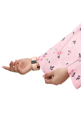 Plum Digital Lawn Pink Colour Printed Black White Flowers on 2 Pc stitched suit for Girls.