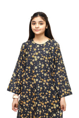 Plum Digital Lawn Black Colour Printed Yellow Flowers on 2 Pc stitched suit for Girls.
