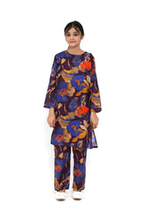 Plum Fine Lawn Printed Floral Deep Shades in Puprle Blue Mustard Orange Red Colour 2 pc suit For Girls.