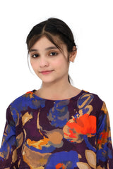 Plum Fine Lawn Printed Floral Deep Shades in Puprle Blue Mustard Orange Red Colour 2 pc suit For Girls.