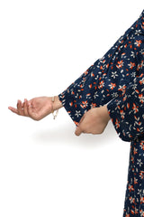 Plum Digital Lawn Dark Blue Colour Orange White Flowers on 2 Pc stitched suit for Girls