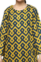 Plum Digital Lawn Yellow Colour Blue Patterns on 2 Pc stitched suit for Girls