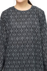 Plum Digital Lawn Black Colour Printed White Patterns on 2 Pc stitched suit for Girls.