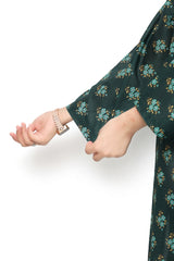 Plum Doriya Lawn Dark Green Colour Printed Sea Green Yellow White Flowers on 2 Pc stitched suit for Girls.