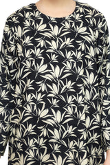 Plum Digital Lawn Black Colour Printed Beige Leaves on 2 Pc stitched suit for Girls.